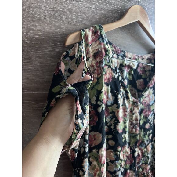 Ralph Lauren Women Tunic Top Mini Dress Size Large Pocket Floral V Neck Cottage - Picture 4 of 8